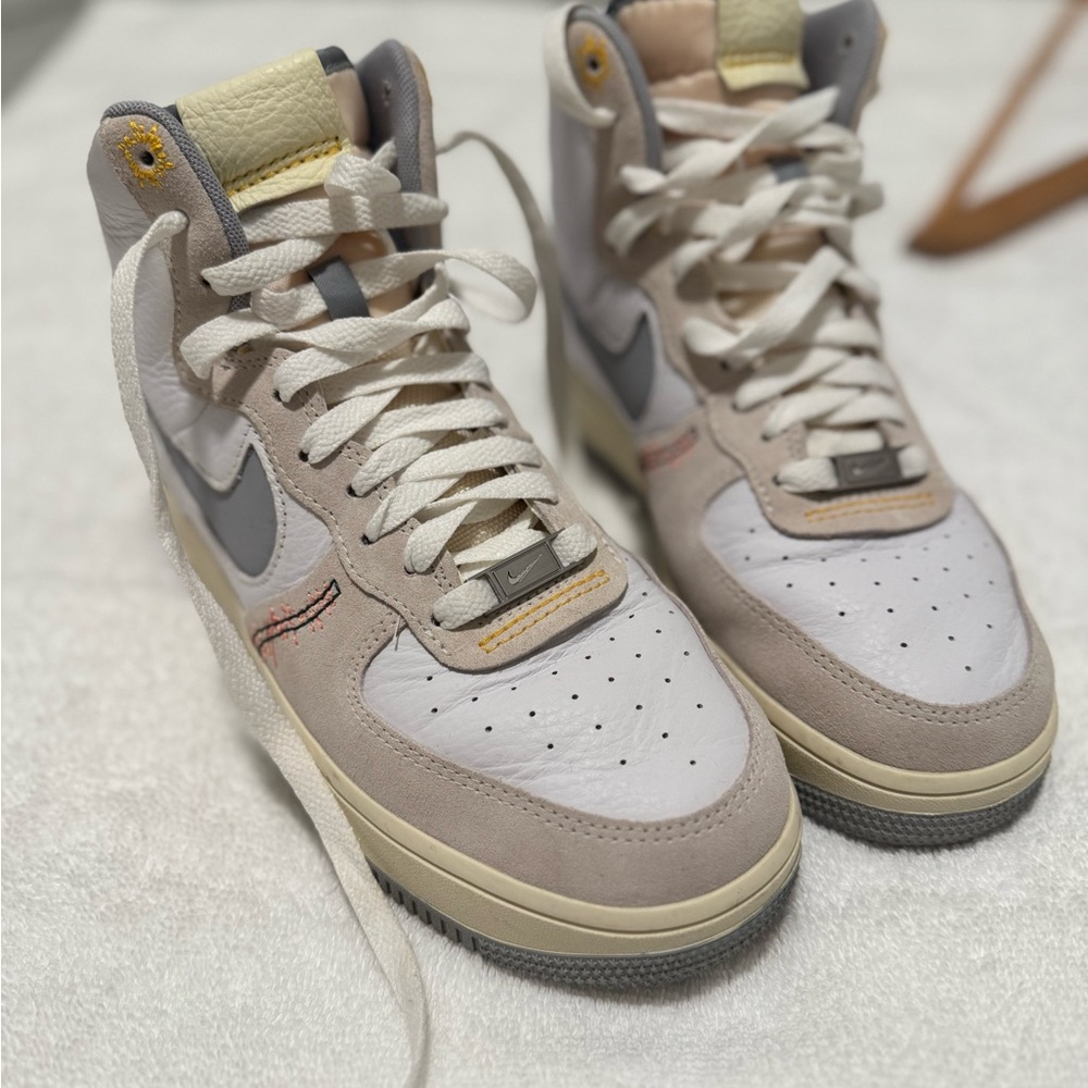 Nike High-Top Sneakers - Cream and Gray